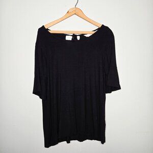 LC Lauren Conrad Black Soft Stretchy Keyhole Blouse L